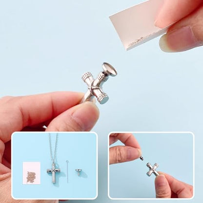 Rope Winding Cross Urn Necklaces for Ashes Cremation Jewelry Pendant Necklace Memorial Keepsake Jewelry Cross Ashes Pendant with Mini Keepsake Urn Memorial - color: Silver