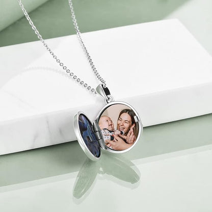 Heart Locket Necklace 925 Sterling Silver Custom Photo Pendant That Holds Pictures Memorial Jewelry Gifts for Women Mom Daughter - color: Elephant, style: 3-photo&text customized