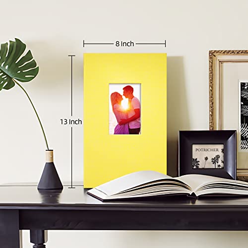 potricher Linen Photo Album for 4x6 Inch Photos, 300 Pockets, Yellow | Linen Cover, Small Capacity 4x6 Picture Albums with Horizontal Pockets, 4x6 Photo Book for Family, Wedding, Baby, Anniversary - color: Yellow