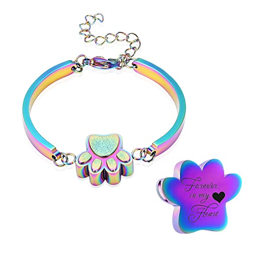 Stainless Steel Paw Print Urn Bracelet Memorial Ash Keepsake Cremation Jewelry Dog Ashes Bracelet - color: Style 2