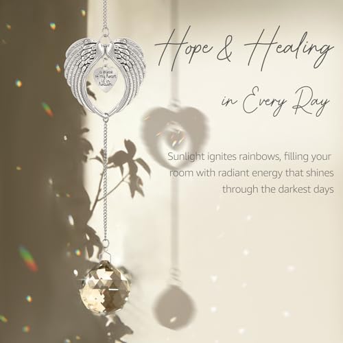 Memorial Sympathy Gifts for Loss of Loved One, Memorial Crystal Suncatcher | Heart-Wings Suncatcher for Mother Remembrance, Miscarriage & Bereavement Grief Gift Ideas for Loss of Mom Dad Husband Baby