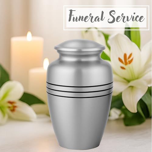 Alpha Living Home Cremation Urn for Human Ashes, 200+ cu in, Silver Black - color: Dark Blue/Silver/Black, size: Triple Band 11"H x 7"W