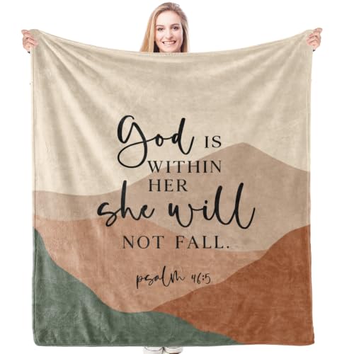 HIWX Boho Christian Bible Verse Religious Throw Blanket 50x60 she Will - color: She Will 1, size: 50“L x 60”W