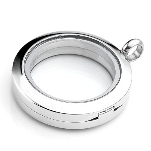 Jovivi 25mm/30mm Living Floating Memory Glass Locket Necklace - Stainless Steel Secure Buckle Closure - color: 25mm(Matte Locket)