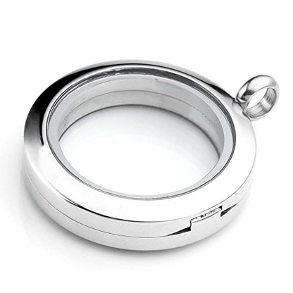Jovivi 25mm/30mm Living Floating Memory Glass Locket Necklace - Stainless Steel Secure Buckle Closure - color: 25mm(Matte Locket)