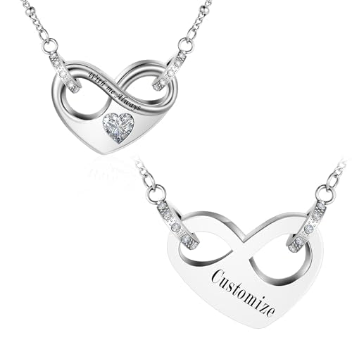 Dletay Infinity Cremation Urn Necklace for Ashes Heart Ash Necklace for Women Memorial Cremation Jewelry Ash Holder - color: Silver with crystal-Custom