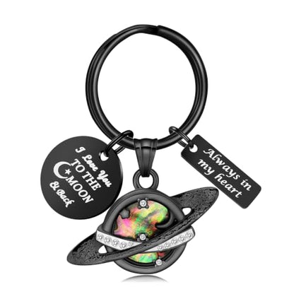 Imrsanl Saturn Urn Necklace Cremation Jewelry for Women Men - color: Keychain-Black