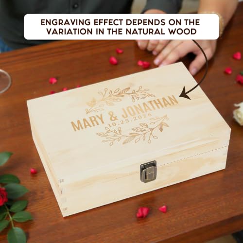 Personalized Anniversary Box, Engraved Wooden Keepsake Box for Couples | Love Letter Box, Memento Storage, 6 Designs, 4 Sizes & 4 Finishes, Optional Inside Engraving, Proposal or Gift for Him - style: 6. Anniversary Designs