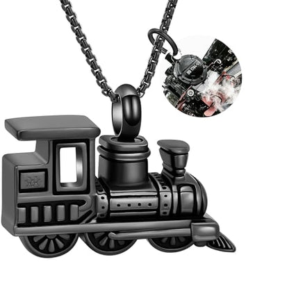 Oinsi Stainless Steel Mini Train Cremation Jewelry For Ashes Memorial Urn Necklace Keepsake Urn Pendant For Loved Ones - color: Customize-Image