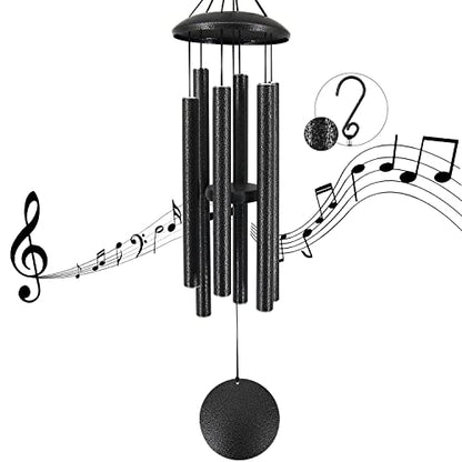 36”Sympathy Wind Chimes in Loving Memory,Tuned Windchimes - size: 36" Black Grey