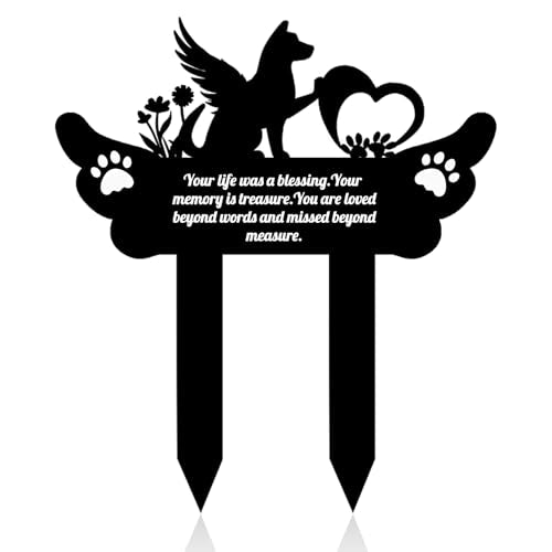Pet Grave Markers,Metal Pet Headstone for Lost Dog Sympathy Gift,Waterproof Grave Markers for Garden or Indoor,Dog Tombstone Garden Memorial Stake (11.4in) - color: Dog(11.4in)