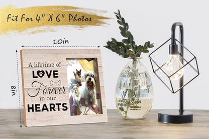 Pet Memorial Photo Frame - A Lifetime of Love Forever in Our Hearts - Wooden Tabletop Picture Frame for Dog or Cat - Sympathy Gift for Pet Owner - style: YuHong-Photo Frame-B73