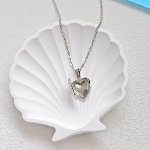 Rnivida Flowers Heart Locket Necklace for Women, Hold Photo Pictures Locket, 18 Inches - color: Classic - small