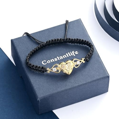 constantlife Double Heart Cremation Bracelet for Ashes for Women Stainless Steel Pendant Urn Memorial Jewelry Loved Ones Human Pet Funeral Keepsake Gift - color: Sunflower-Golden