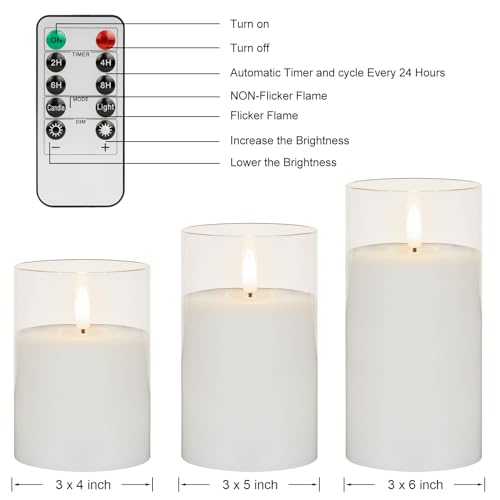 ANGELLOONG Flickering Flameless Candles with Remote, Clear White Glass - color: Clear Glass