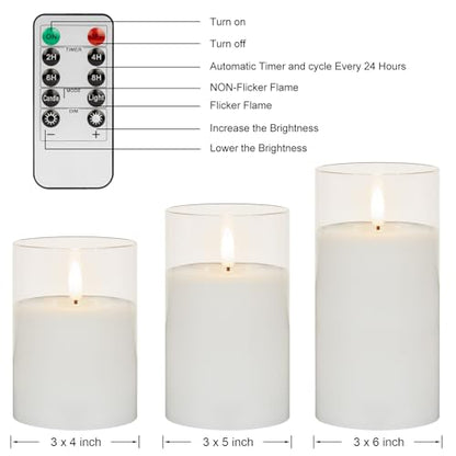 ANGELLOONG Flickering Flameless Candles with Remote, Clear White Glass - color: Clear Glass