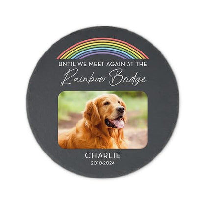 Weddingstar Custom Photo Printed 9 ⅞" Round Black Slate Garden Stone - Rainbow Bridge - color: Rainbow Bridge