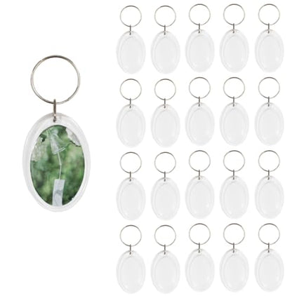 BetterJonny 20Pcs Acrylic Picture Keychain Blanks in Clear Acrylic Picture Frame Keyrings - color: Elliptical