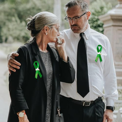 Geosar 100 Pcs Dove Funeral Memorial Ribbons Pins Memorial Service Respect Funeral Personalized Ribbon Bow with Safety Pins and White Dove for Mourning Mental Health Awareness Month Gifts(Green) - color: Green, style: Pigeon