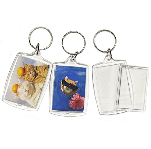 BetterJonny 20Pcs Acrylic Picture Keychain Blanks in Clear Acrylic Picture Frame Keyrings - color: Rectangle