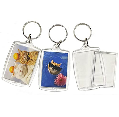 BetterJonny 20Pcs Acrylic Picture Keychain Blanks in Clear Acrylic Picture Frame Keyrings - color: Rectangle