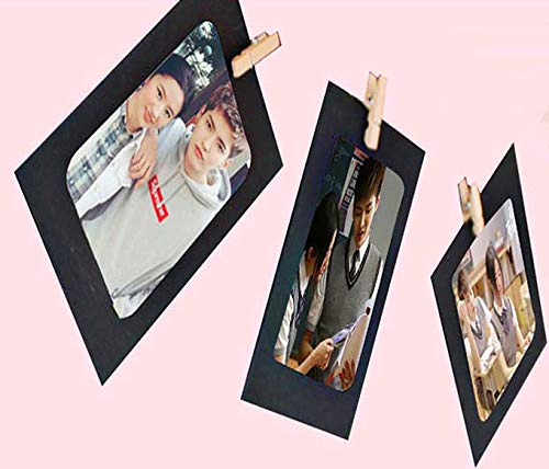 Perfect 4U 40PACK Paper Photo Frames Black Paper Photo Flim DIY Wall Picture Hanging Frame Album+Rope+Clips Set DIY Wall Décor 10x15 cm, Great for Family and Friends on Their Birthdays