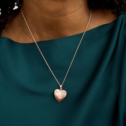 PicturesOnGold.com Personalized Heart Shaped Butterflies Photo Locket Necklace - 3/4 inch x 3/4 inch - Includes 18 inch Chain - Custom Engraved Picture Locket Necklace for Women - style: Rose Gold - Locket + 1 Photo + Engraving