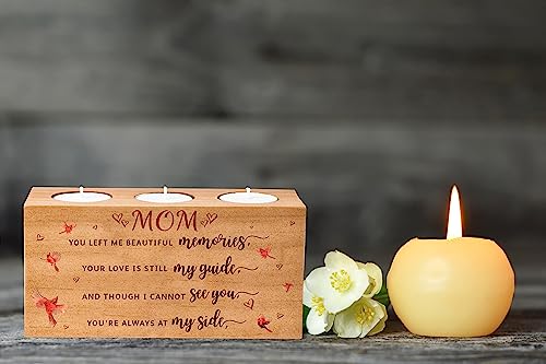 Sympathy Gifts for Loss of Loved One – Memorial Bereavement Gifts Candle Holders – Handcrafted Wooden Keepsake with Poem – Condolence Gift, Bereavement Gifts for Loss of Mother, Father (MOM) - size: MOM