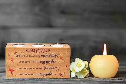 Sympathy Gifts for Loss of Loved One – Memorial Bereavement Gifts Candle Holders – Handcrafted Wooden Keepsake with Poem – Condolence Gift, Bereavement Gifts for Loss of Mother, Father (MOM) - size: MOM