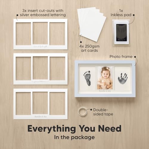 Inkless Hand and Footprint Kit, Boy Girl Newborn Keepsake (Mist Blue) | No Mess Ink Pad for Baby Handprint, Clean Touch Paw Print Kit for Dog Picture Frame, Personalized Baby Christmas Shower Gifts - color: Mist Blue