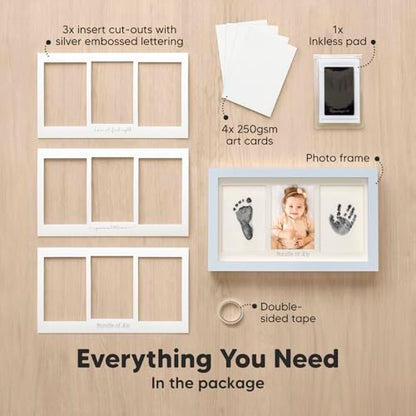 Inkless Hand and Footprint Kit, Boy Girl Newborn Keepsake (Mist Blue) | No Mess Ink Pad for Baby Handprint, Clean Touch Paw Print Kit for Dog Picture Frame, Personalized Baby Christmas Shower Gifts - color: Mist Blue