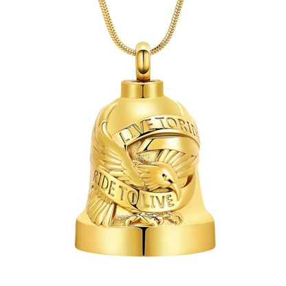 Eagle Love Cremation Keychain Bell Urn Necklaces for Ashes Keepsake Ash Pendant Memorial Urn Keychain Jewelry - color: A-gold