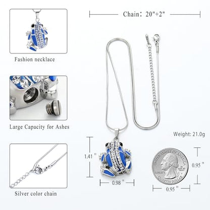 Cremation Jewelry Frog Shape Urn Necklace Ashes Keepsake Holder Memorial Urn Necklace Sweater Necklace - color: Blue