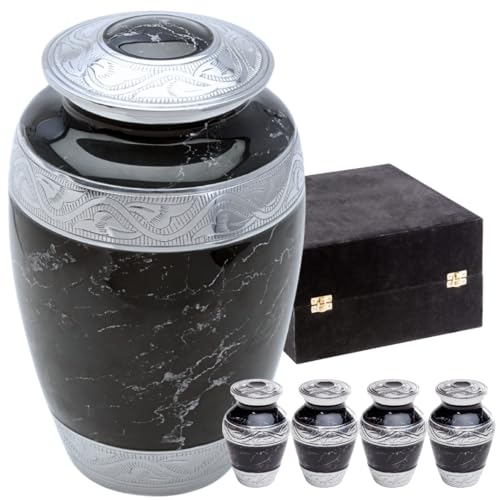 GR8 Keepsakes Classic Black Marble-Finish Cremation Urn Set - color: Black