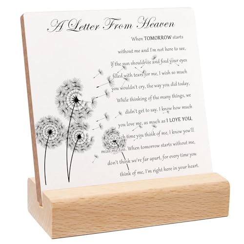 Xendelow Wood Sign - Heart Shaped Remember Me Decorative Signage with Wooden Stand, 4 x 4 inches, Bereavement/Condolences Gift - color: 005
