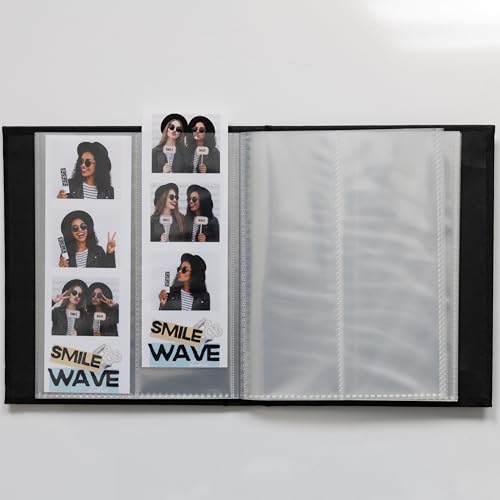 Hardcover Linen Photo Booth Photo Album - For Wedding or Party - Holds 80 Photobooth 2x6 Photo Strips - Slide In (JET BLACK, 2X6) - color: JET BLACK