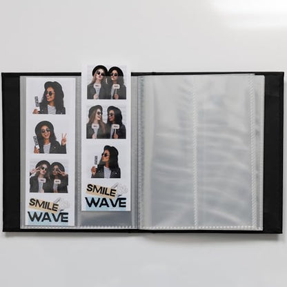 Hardcover Linen Photo Booth Photo Album - For Wedding or Party - Holds 80 Photobooth 2x6 Photo Strips - Slide In (JET BLACK, 2X6) - color: JET BLACK