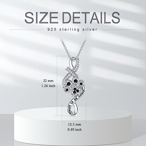 PELOVNY Urn Necklace for Ashes 925 Sterling Silver Butterfly Dragonfly Bee Phoenix Hummingbird Urn Necklaces Animal Crystal Cremation Jewelry for Ashes Cat Dog Pet Memorial Gifts - color: 28-Paw Print Urn