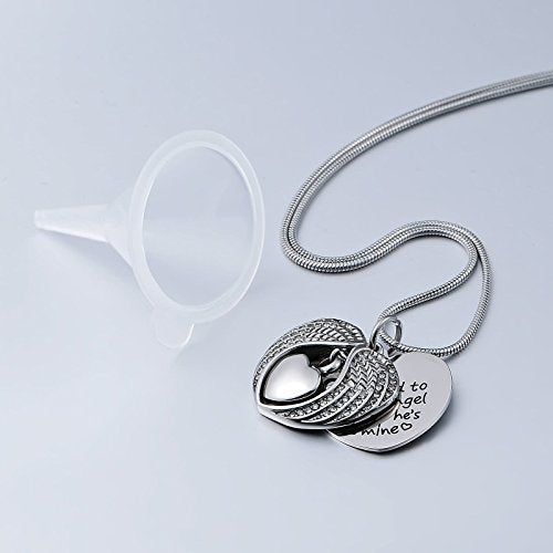 Beydodo Personalized Heart Cremation Urn Necklace for Ashes Always in My Heart Memory Necklace Gift with Funnel Kit - color: Style 2