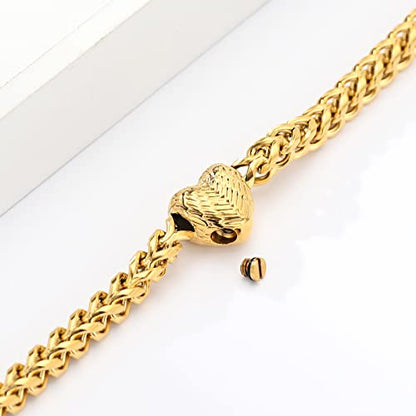 Heart Urn Link Bracelet for Ashes for Women Stainless Steel Cremation Jewelry Adjustable Keepsake Bangle Memorial Gift - color: C