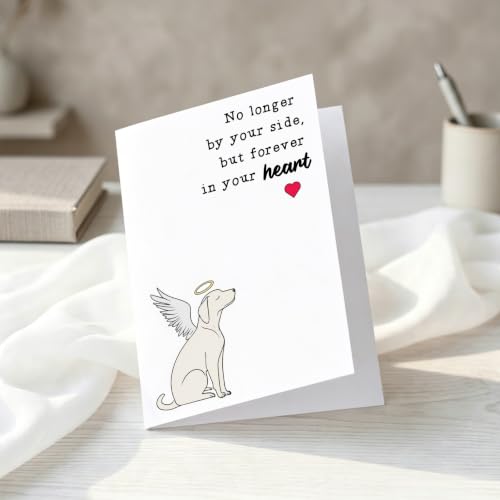 PTRUKD, Pet Sympathy Card That Will Stay In Your Heart Forever, Lost Dog, Pet Owner Sympathy, Pet Memorial Bereavement, Dog Owner Loss Card, Suitable for Funerals - color: PLOS-KM-140