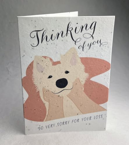 Of The Earth Handmade Paper - Plantable Wildflower Seed Folding Card - Sympathy Designs - 5" x 7" - Set of 3 - w/Recycled Envelopes (Watercolor Dog) - color: Watercolor Dog