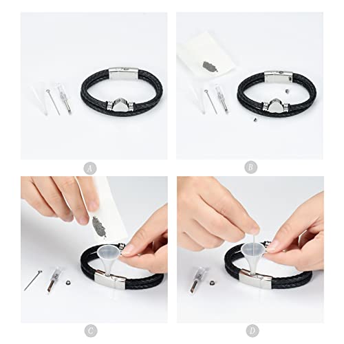Oinsi Heart Urn Bracelet for Ashes, Cremation Jewelry Leather Bracelets for Men Women, Memorial Jewelry With Filling Kits - color: Silver-22cm