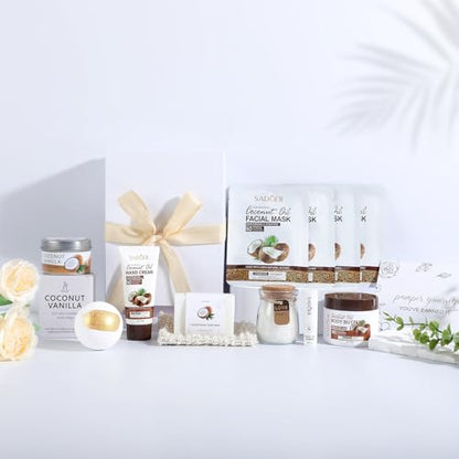 Coconut Spa Gifts for Women Birthday Self Care Kit Mothers Gifts Basket Thank You Relaxing Bath Sets for Moms Friends Co-worker Daughter Girlfriend Grandma Sister Teacher Daughter-in-Law