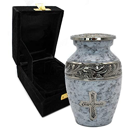 White Cross Cremation Urns for Human Ashes Adult Female Urns for Ashes - color: White, size: Small