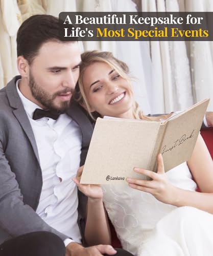 Lankaiva Wedding Guest Book, Guest Book Wedding Reception - Classic Baby Shower Guest Book, 100 Blank Pages for Bridal Shower Birthday Graduation Sign in and Photos, Beige - color: Beige