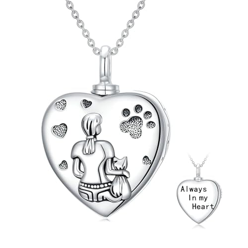 Urn Necklaces for Ashes 925 Sterling Silver Cremation Necklace Ash Pendant Memorial Jewelry Keepsake Gifts for Women - style: 2-2-Cat