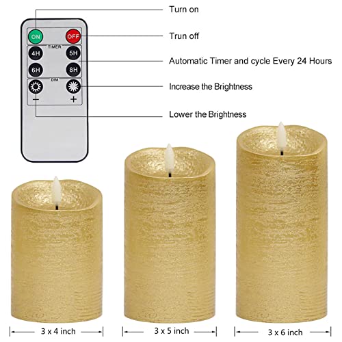 ANGELLOONG Gold Pillar Candles, Flameless Candles with Remote for Christmas - color: Gold