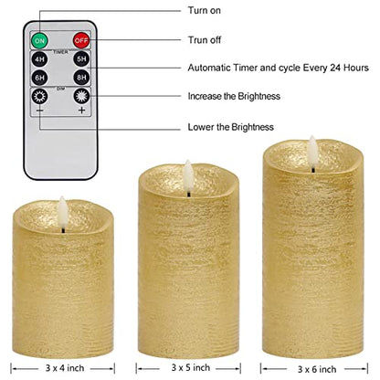 ANGELLOONG Gold Pillar Candles, Flameless Candles with Remote for Christmas - color: Gold