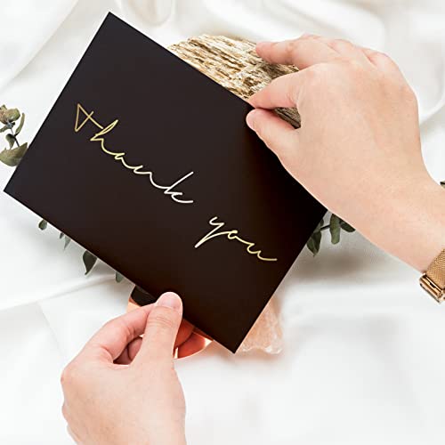 40 Thank You Cards, Black and Gold Foil Thank You Cards Bulk, All Occasions Thank You Note Card with Envelopes & Stickers, Wrapped with Sturdy Box, Great for Wedding, Baby Shower, Bridal Shower, Etc -